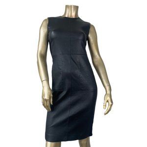 VINCE 100% LEATHER SLEEVELESS SHEATH DRESS-KNEE LENGHT, SIZE 2